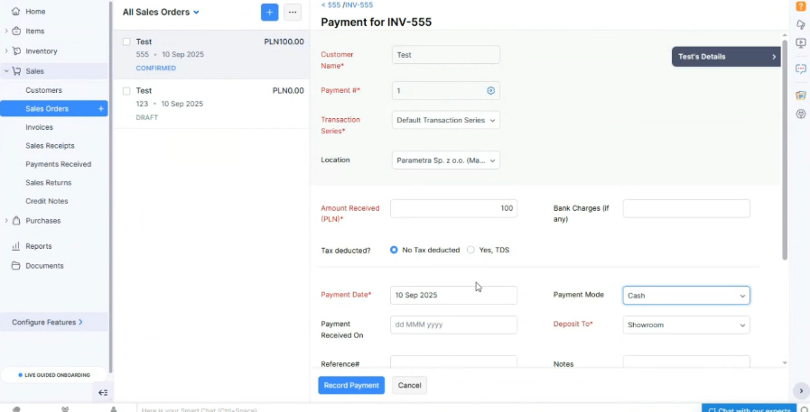 Настройка финансового учета в Zoho CRM для производителя декора, Польша