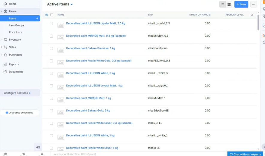 Настройка финансового учета в Zoho CRM для производителя декора, Польша
