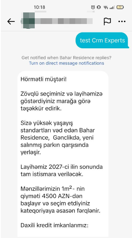 Интеграция CRM с Tiktok для международного застройщика